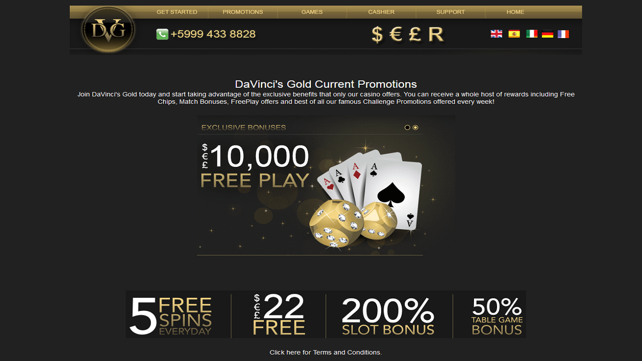 Davincis Gold Casino 30 Free Spins